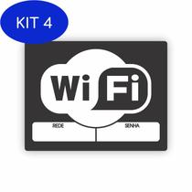 Kit 4 Placa Decorativa Wifi Em Pvc De 2 Mm Preta Para Escrita