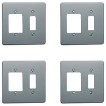 Kit 4 Placa Espelho 4x4 Cinza Tecla tripla + 1 tecla Pial