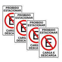 Kit 4 Placa Proibido Estacionar Carga Descarga 30cmx20cm PVC