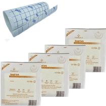 Kit 4 Placas Alginato Calcio Original + Filme Transparente 10cm x 01 Metro Para Feridas