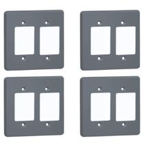 Kit 4 Placas Cinza 4x4 Para 6 Interruptores Pial 8533 Kit 4 Placas Cinza 4x4 Para 6 Interruptores Pial 8533