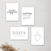 Kit 4 Placas Decorativas Café Minimalista 20x30