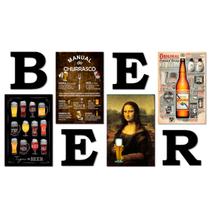 Kit 4 Placas Decorativas Cervejas Churrasco C/ Letras BEER