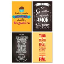 Kit 4 Placas Decorativas Frases Cozinha Mdf 20x30 cm