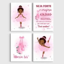 Kit 4 Placas Decorativas Menina Bailarina 20x28
