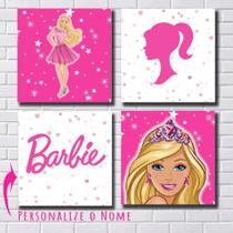 Kit 4 Placas decorativas personalizadas - Tema Barbie