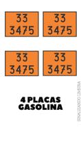 Kit 4 Placas Numerologia Laranja Onu 33 3475 Carga Perigosa