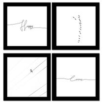 Kit 4 Placas Quadros Decorativos para Sala Cozinha Quarto Frases Café Motivação Cidades 20X20CM
