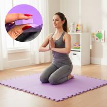 Kit 4 Placas Tapete Tatame EVA 50x50cm 10mm 1 m² Emborrachado Infantil Crianças Bebes Exercícios Yoga Pilates Academia Impermeável Ante Impacto