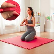 Kit 4 Placas Tapete Tatame EVA 50x50cm 10mm 1 m² Emborrachado Infantil Crianças Bebes Exercícios Yoga Pilates Academia Impermeável Ante Impacto
