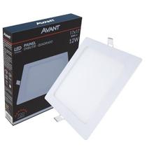 Kit 4 Plafon Led Quadrado Embutir 12w 17x17cm Branco Frio