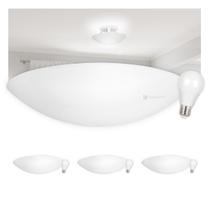 Kit 4 Plafon Luminária de Teto Taschibra Solari Redondo 1x E27 com Lâmpadas