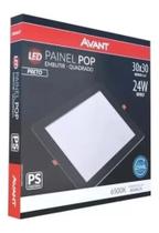 Kit 4 Plafon Painel Led Embutir 24w 30x30 Preto Frio 6500k B