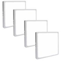 Kit 4 Plafon Painel Quadrado Sobrepor 18w Branco Frio 6500k Bivolt