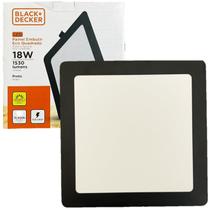 Kit 4 Plafon Quadrado Embutir 18w Preto Branco Quente 3000k Kit 4 Plafon Quadrado Embutir 18w Preto Branco Quente 3000k