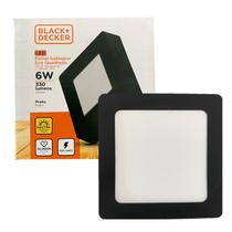 Kit 4 Plafon Quadrado Sobrepor 6w Preto Branco Neutro 4000K Kit 4 Plafon Quadrado Sobrepor 6w Preto Branco Neutro 4000K