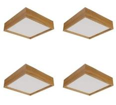 Kit 4 Plafons Luminária Quadrado Madeira 50cm Kit 4 Plafons Luminária Quadrado Madeira 50cm
