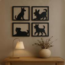 Kit 4 Plaquinhas De Cachorro Mdf Preto Vazado Decoração Sala Pet Kit 4 Plaquinhas De Cachorro Mdf Preto Vazado Decoração Sala Pet