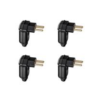 Kit 4 Plug 10A 250V Preto Lateral 90 Com Prensa Margirius