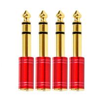 Kit 4 plug adaptador santo angelo p2 p10 estereo vermelho