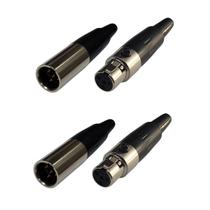 Kit 4 Plug Mini XLR Macho e Fêmea 4 Pinos Profissional