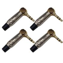 Kit 4 Plug P2 Estéreo 90º Linha Profissional Estilo Amphenol