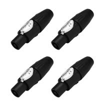 Kit 4 Plug Speakon Macho Conector Com Trava 4 Pinos Preto