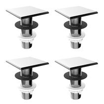 Kit 4 Plug Tapa Furo Cromado Acabamento Quadrado Torneira Balcão Parede Bidê Blukit 50mm