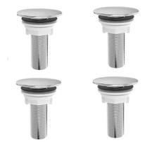 kit 4 Plug Tapa Furo Cromado Acabamento Redondo Torneira Balcão Parede Bidê Blukit 50mm
