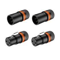 Kit 4 Plug Xlr Fêmea E Macho Rotativo Low Profile Rack