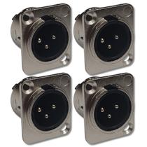 Kit 4 Plug Xlr Macho Painel 3 Pinos Gold Metal Abs Hx091 Hjh Kit 4 Plug Xlr Macho Painel 3 Pinos Gold Metal Abs Hx091 Hjh