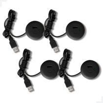 Kit 4 plugs tomada de cabeceira, instalação imbutir - Preto