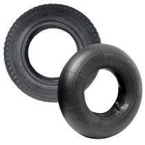 Kit 4 Pneus Aro 8 3.50 x 8 4 Lonas Carriola - VONDER + 4 Câmaras de Ar Carriola 325/350 MJ 8 - MAGNUM