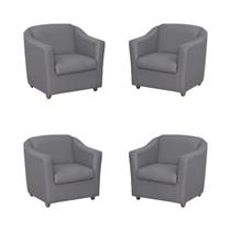 Kit 4 Poltrona Bia Decorativa Reforçada Recepção Clínica Salão Sala de Estar material sintético