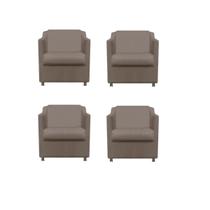 Kit 4 Poltrona Bia Decorativa Reforçada Recepção Clínica Salão Sala de Estar Suede