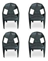 Kit 4 poltrona diamond decor mobilia 77 preta Kit 4 poltrona diamond decor mobilia 77 preta
