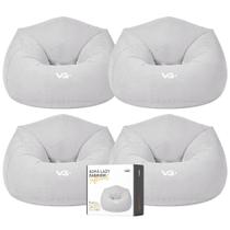 Kit 4 Poltrona Inflável Puff Lazy Fashion Aveludado Assento Pufe VG Plus Cinza Kit 4 Poltrona Inflável Puff Lazy Fashion Aveludado Assento Pufe VG Plus Cinza