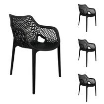 Kit 4 Poltrona Suits Preta Sala Jantar Restaurante