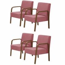 Kit 4 Poltronas 1 Lugar Luna Braço Madeira D Salla Rosa Kit 4 Poltronas 1 Lugar Luna Braço Madeira D Salla Rosa
