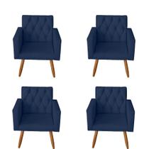 Kit 4 Poltronas 66cm Capitonê Thais Suede - Mafer