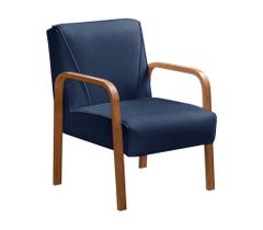 Kit 4 Poltronas Anita Conjunto Cadeiras Moderna Braço Madeira Azul Marinho 210 Kit 4 Poltronas Anita Conjunto Cadeiras Moderna Braço Madeira Azul Marinho 210
