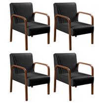 Kit 4 Poltronas Anita Conjunto Cadeiras Moderna Braço Madeira Preto 200 Kit 4 Poltronas Anita Conjunto Cadeiras Moderna Braço Madeira Preto 200