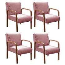 Kit 4 Poltronas Anita Conjunto Cadeiras Moderna Braço Madeira Rosa Rosê 390 Kit 4 Poltronas Anita Conjunto Cadeiras Moderna Braço Madeira Rosa Rosê 390