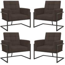 kit 4 Poltronas Base de metal para Sala de Estar Recepção Decorativa Cadeira Estofada Resistente Escritório Manicure kit 4 Poltronas Base de metal para Sala de Estar Recepção Decorativa Cadeira Estofada Resistente Escritório Manicure