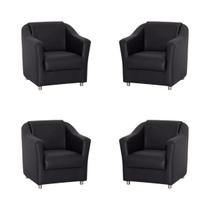 Kit 4 Poltronas Bia Decorativa Reforçada Recepção Clinica Salão Sala De Estar material sintético