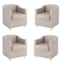 Kit 4 Poltronas Bia Decorativa Reforçada Recepção Clinica Salão Sala De Estar material sintético