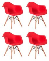 Kit 4 Poltronas Cadeira Charles Eames Com Braço Vermelha - Gardenlife