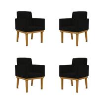 Kit 4 Poltronas Cadeira Com Base Reforçada Preta