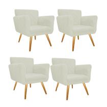 Kit 4 Poltronas Cadeira Decorativa Cloe Pé Palito Para Sala de Estar Recepção Escritório Corinho Branco - Damaffê Móveis