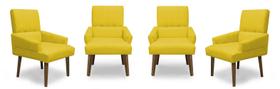 Kit 4 Poltronas Cadeiras Decorativa Sala de Jantar Itália Suede Amarelo - MeuLar Decorações